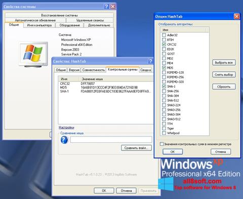 Снимка на екрана HashTab за Windows 8