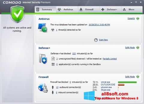 Снимка на екрана Comodo Internet Security Premium за Windows 8