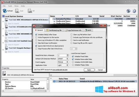 Снимка на екрана Active KillDisk за Windows 8