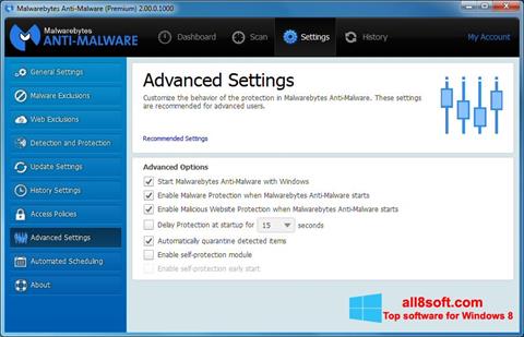 Снимка на екрана Malwarebytes Anti-Malware за Windows 8
