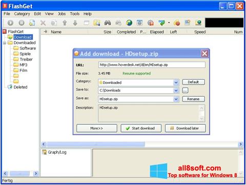 Снимка на екрана FlashGet за Windows 8