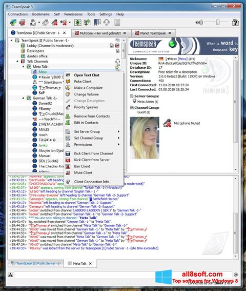 Снимка на екрана TeamSpeak за Windows 8