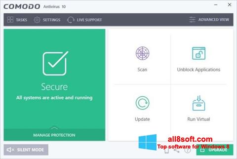 Снимка на екрана Comodo Antivirus за Windows 8