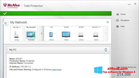 Снимка на екрана McAfee Total Protection за Windows 8