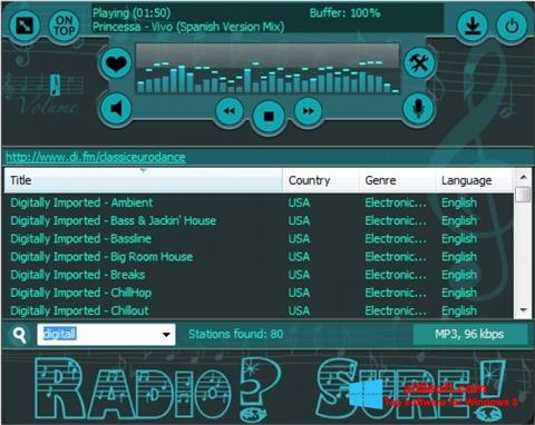 Снимка на екрана RadioSure за Windows 8