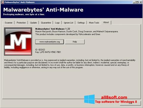 Снимка на екрана Malwarebytes Anti-Malware Free за Windows 8