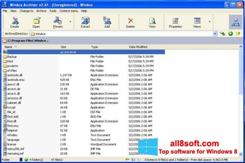 Снимка на екрана WinAce за Windows 8
