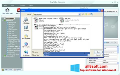 Снимка на екрана Any Video Converter за Windows 8