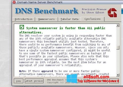 Снимка на екрана DNS Benchmark за Windows 8