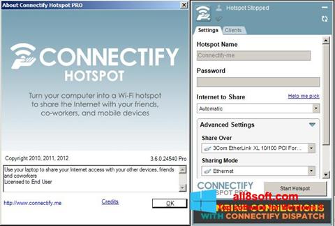 Снимка на екрана Connectify Hotspot PRO за Windows 8
