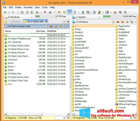 Снимка на екрана FreeCommander за Windows 8