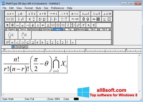 Снимка на екрана MathType за Windows 8