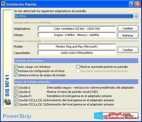 Снимка на екрана PowerStrip за Windows 8