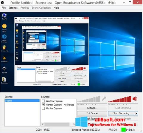 Снимка на екрана Open Broadcaster Software за Windows 8