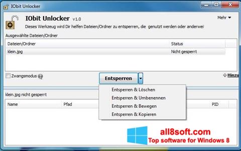Снимка на екрана IObit Unlocker за Windows 8