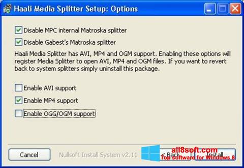 Снимка на екрана Haali Media Splitter за Windows 8