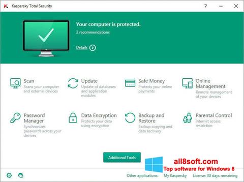 Снимка на екрана Kaspersky Total Security за Windows 8