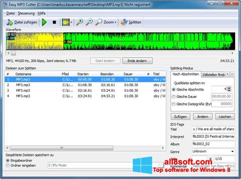 Снимка на екрана MP3 Cutter за Windows 8
