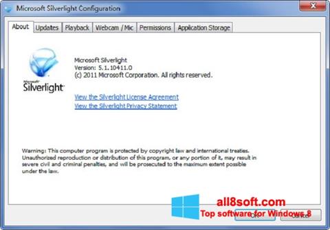 Снимка на екрана Microsoft Silverlight за Windows 8