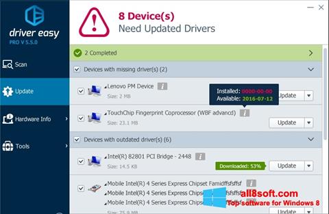 Снимка на екрана Driver Easy за Windows 8