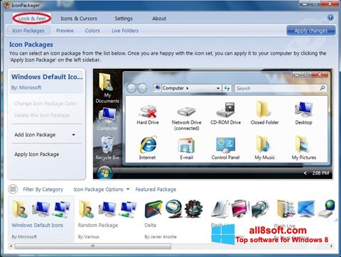 Снимка на екрана IconPackager за Windows 8