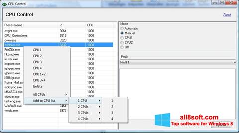 Снимка на екрана CPU-Control за Windows 8