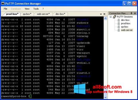 Снимка на екрана PuTTY Connection Manager за Windows 8