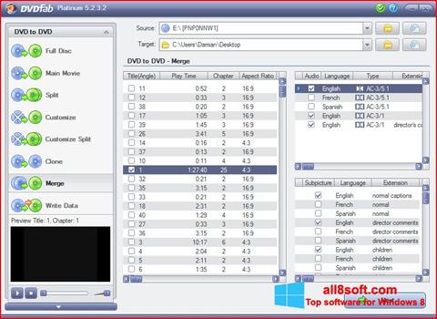 Снимка на екрана DVDFab за Windows 8