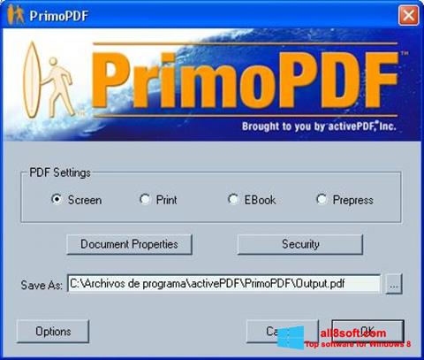 Снимка на екрана PrimoPDF за Windows 8