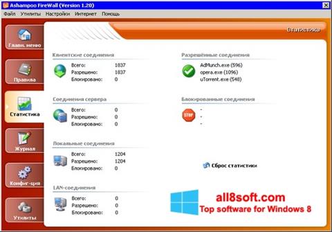 Снимка на екрана Ashampoo Firewall за Windows 8