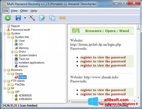 Снимка на екрана Multi Password Recovery за Windows 8