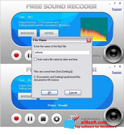 Снимка на екрана Free Sound Recorder за Windows 8