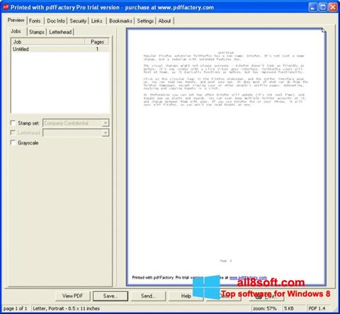 Снимка на екрана pdfFactory Pro за Windows 8
