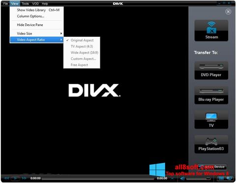 Снимка на екрана DivX Player за Windows 8