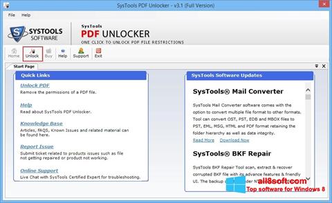 Снимка на екрана PDF Unlocker за Windows 8