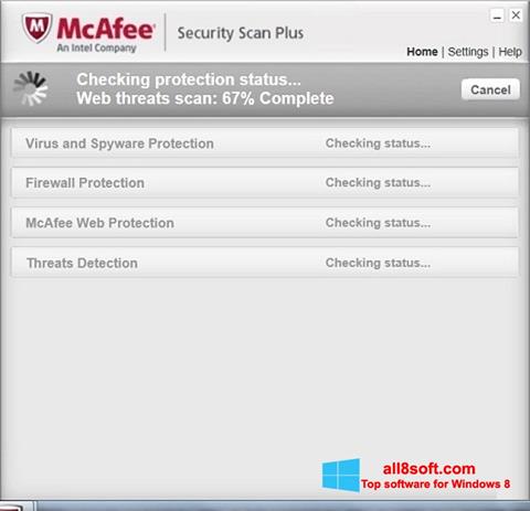 Снимка на екрана McAfee Security Scan Plus за Windows 8
