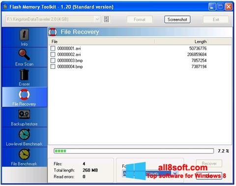 Снимка на екрана Flash Memory Toolkit за Windows 8