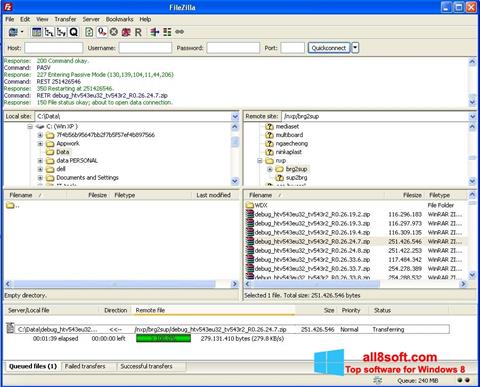 Снимка на екрана FileZilla Server за Windows 8