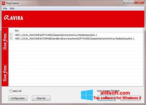 Снимка на екрана Avira Registry Cleaner за Windows 8