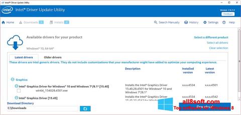 Снимка на екрана Intel Driver Update Utility за Windows 8