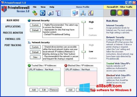Снимка на екрана Privatefirewall за Windows 8