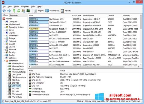 Снимка на екрана AIDA32 за Windows 8
