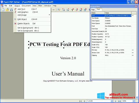 Снимка на екрана Foxit PDF Editor за Windows 8